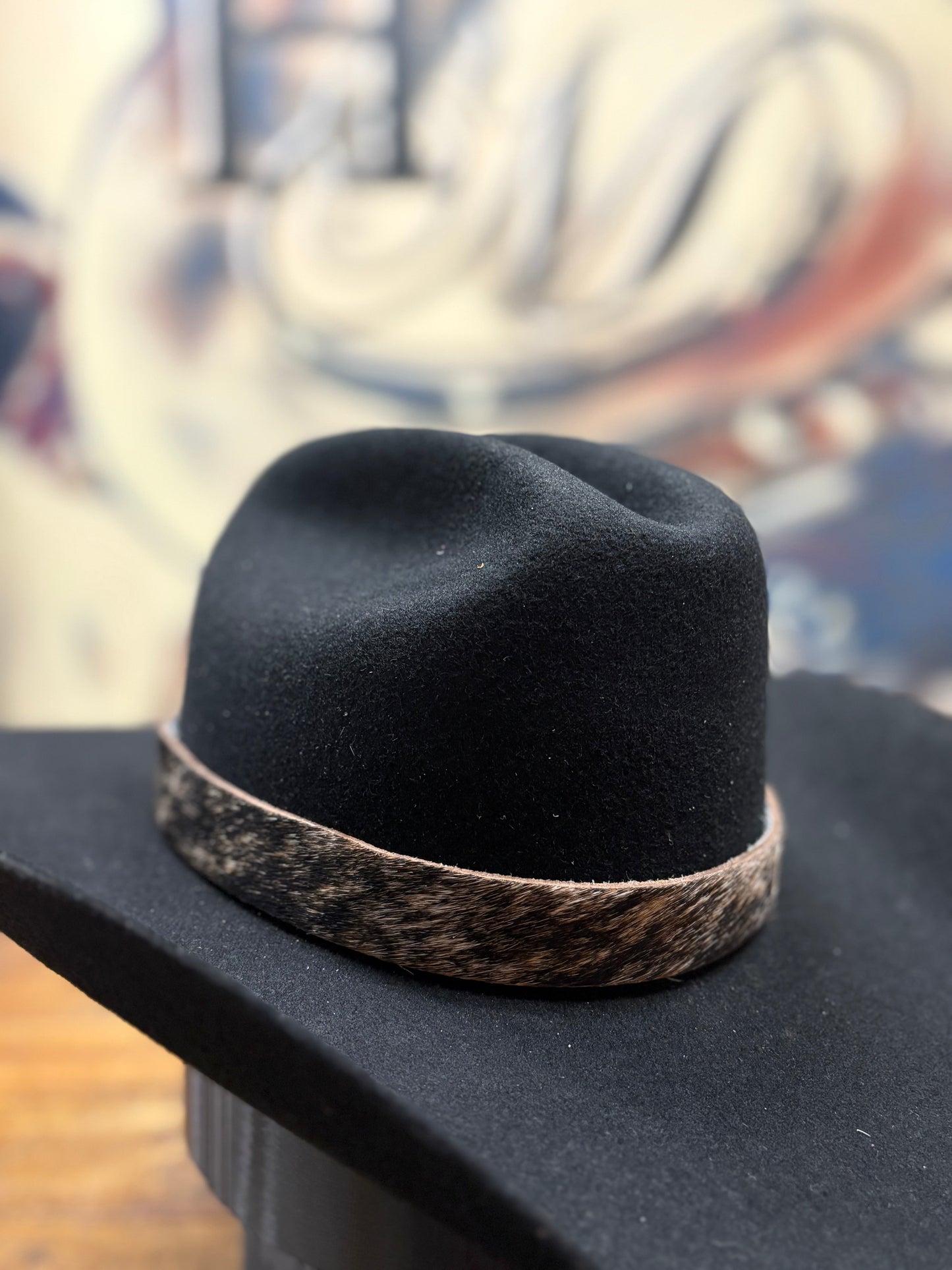 Hat Band - Cow Hide - Brown/Black - Square Buckle