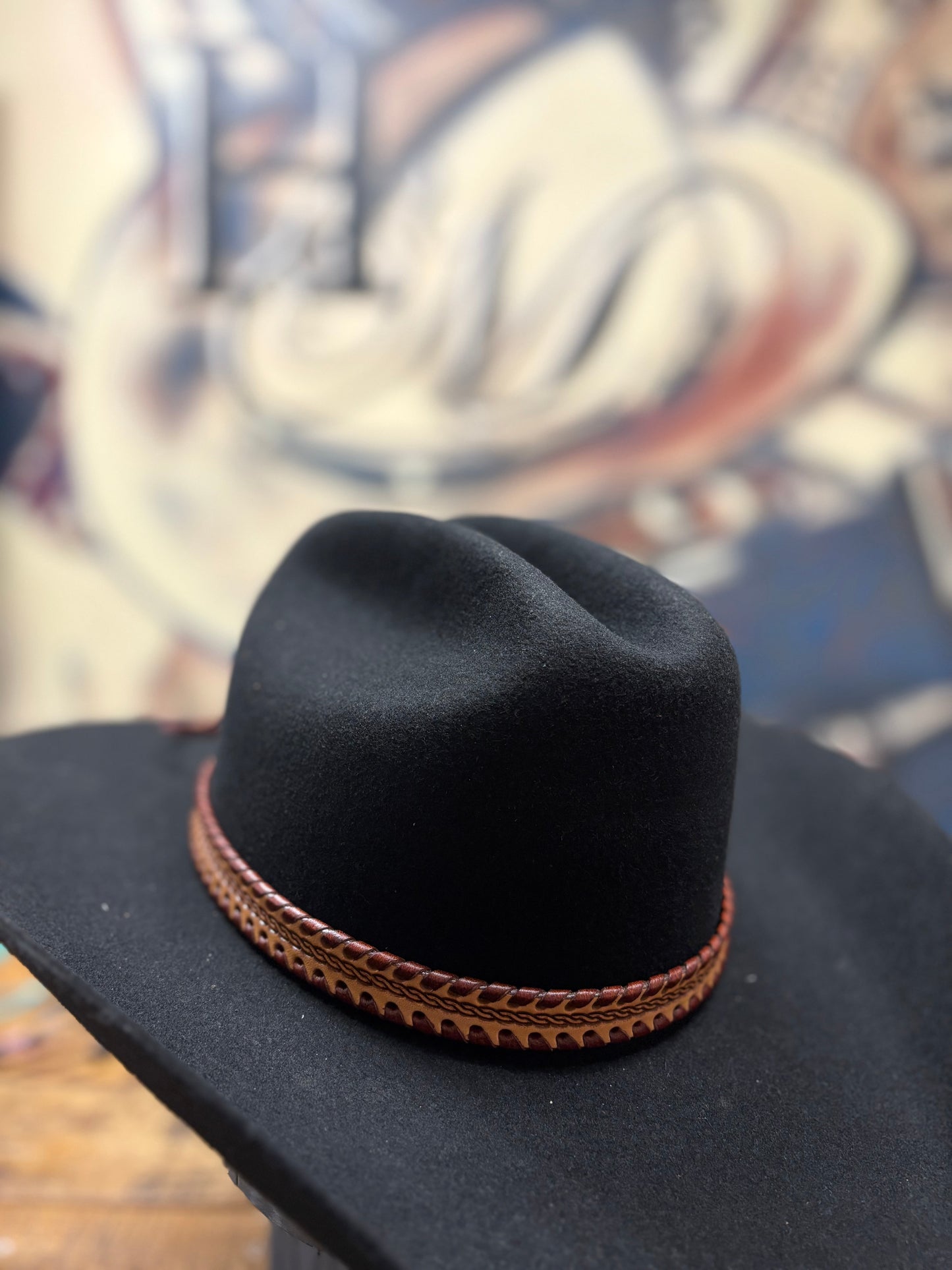 Hat Band - Leather Woven - Light Brown