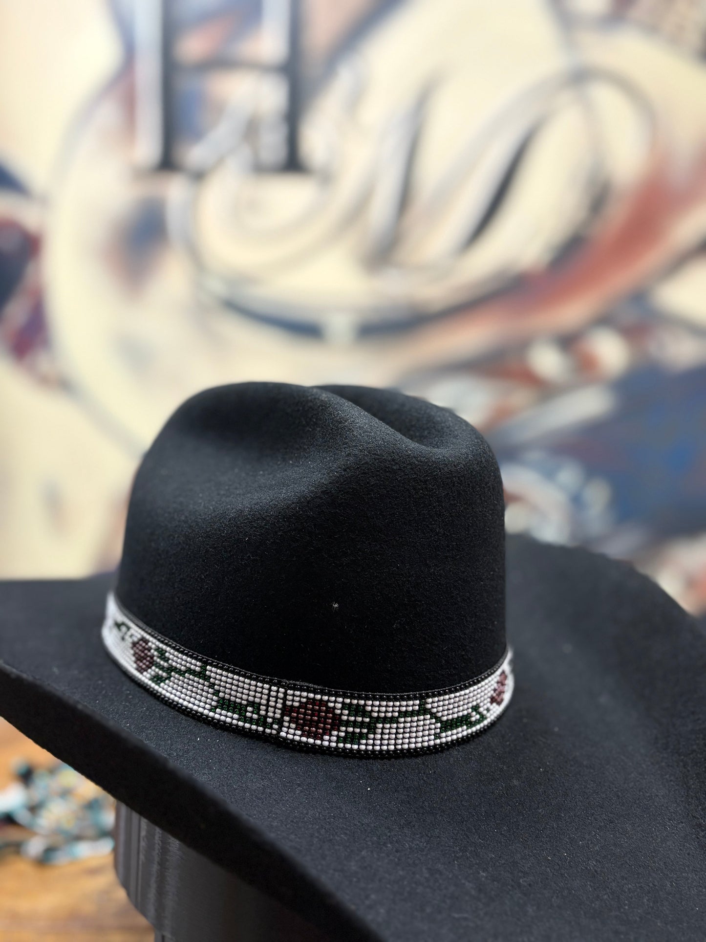 Hat Band - 7/8" Beaded - Rose