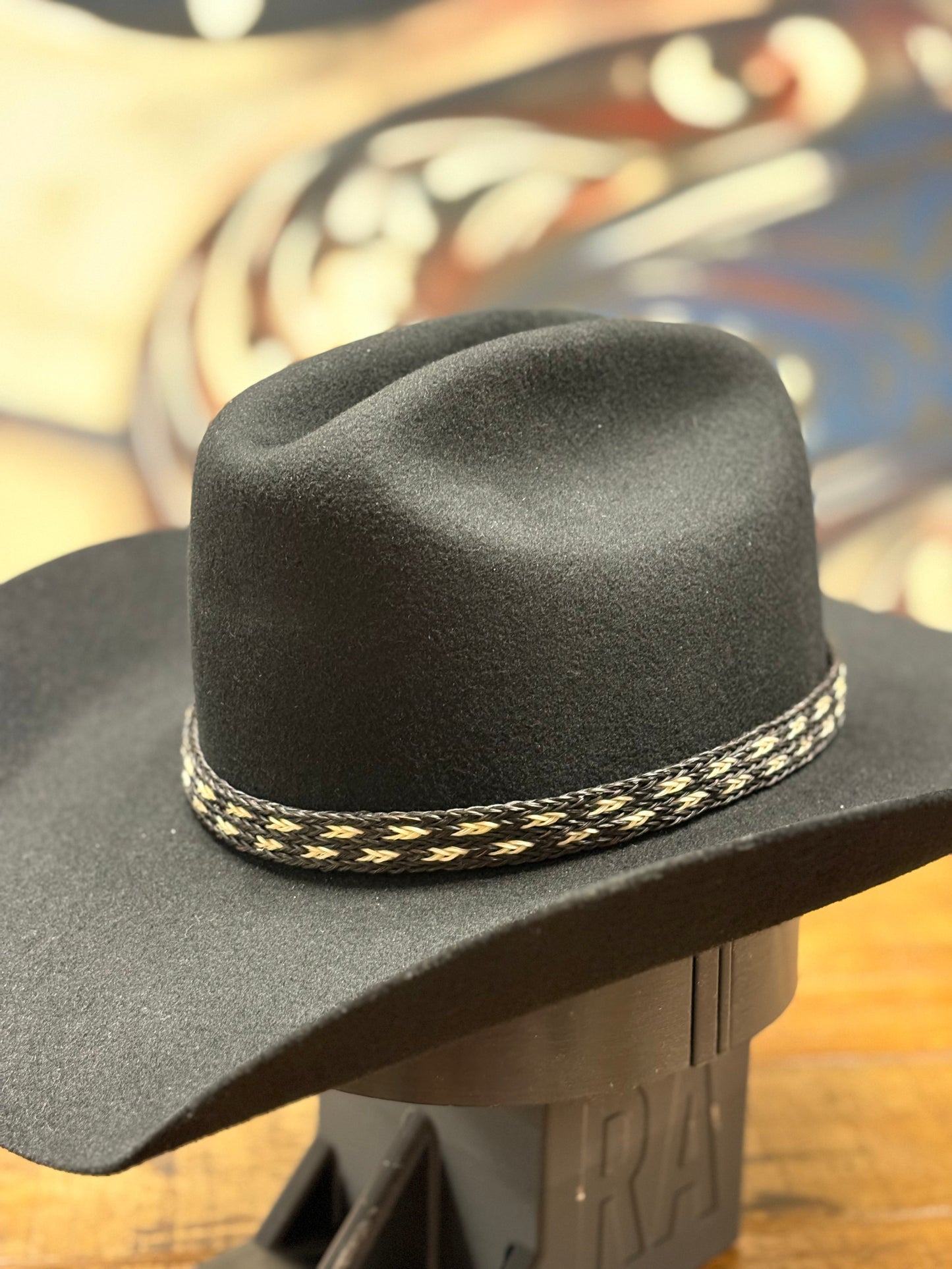 Hat Band - Horsehair No Tassels - Black/White