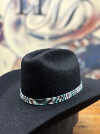 Hat Band - 5/8" Beaded - Blue/Pink/White