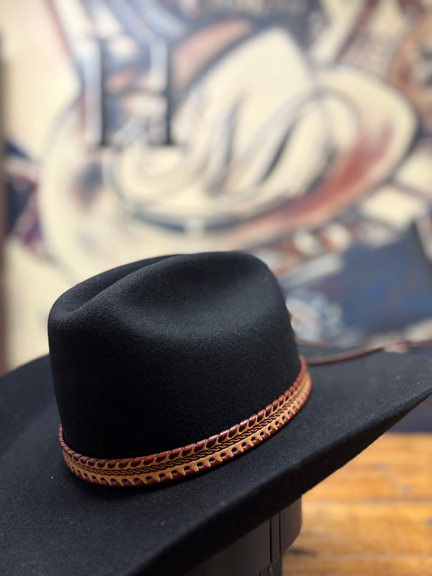 Hat Band - Leather Woven - Light Brown