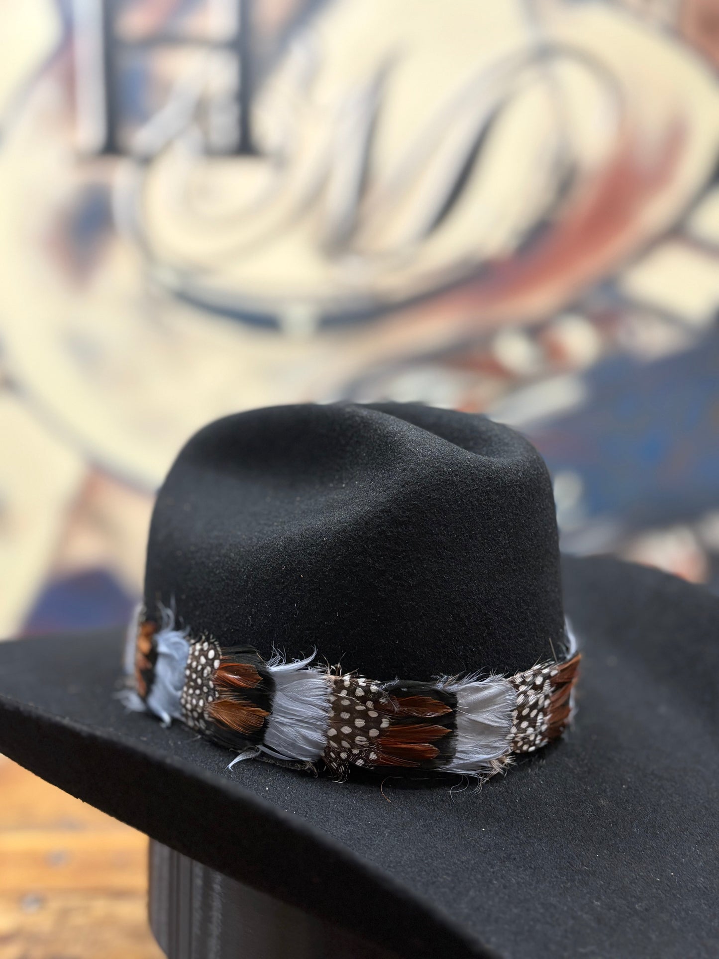 Hat Band - Feather - Blue/Brown