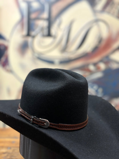 Hat Band - Leather - Weave 1/2 w Buckle - Brown