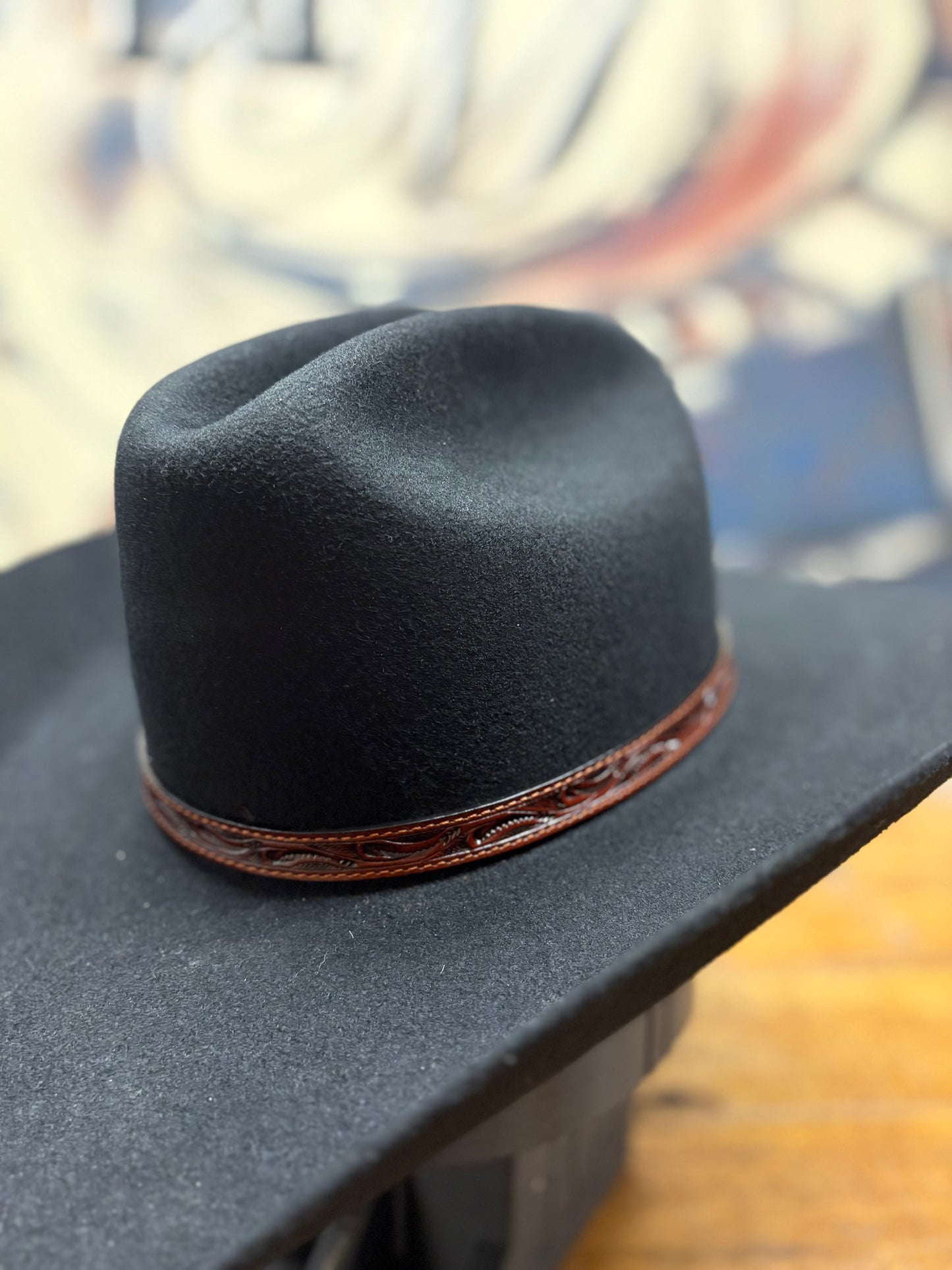 Hat Band - Leather - Paisley - Brown
