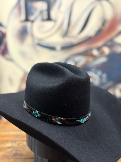 Hat Band - 5/8" Beaded - Black/Red/Blue