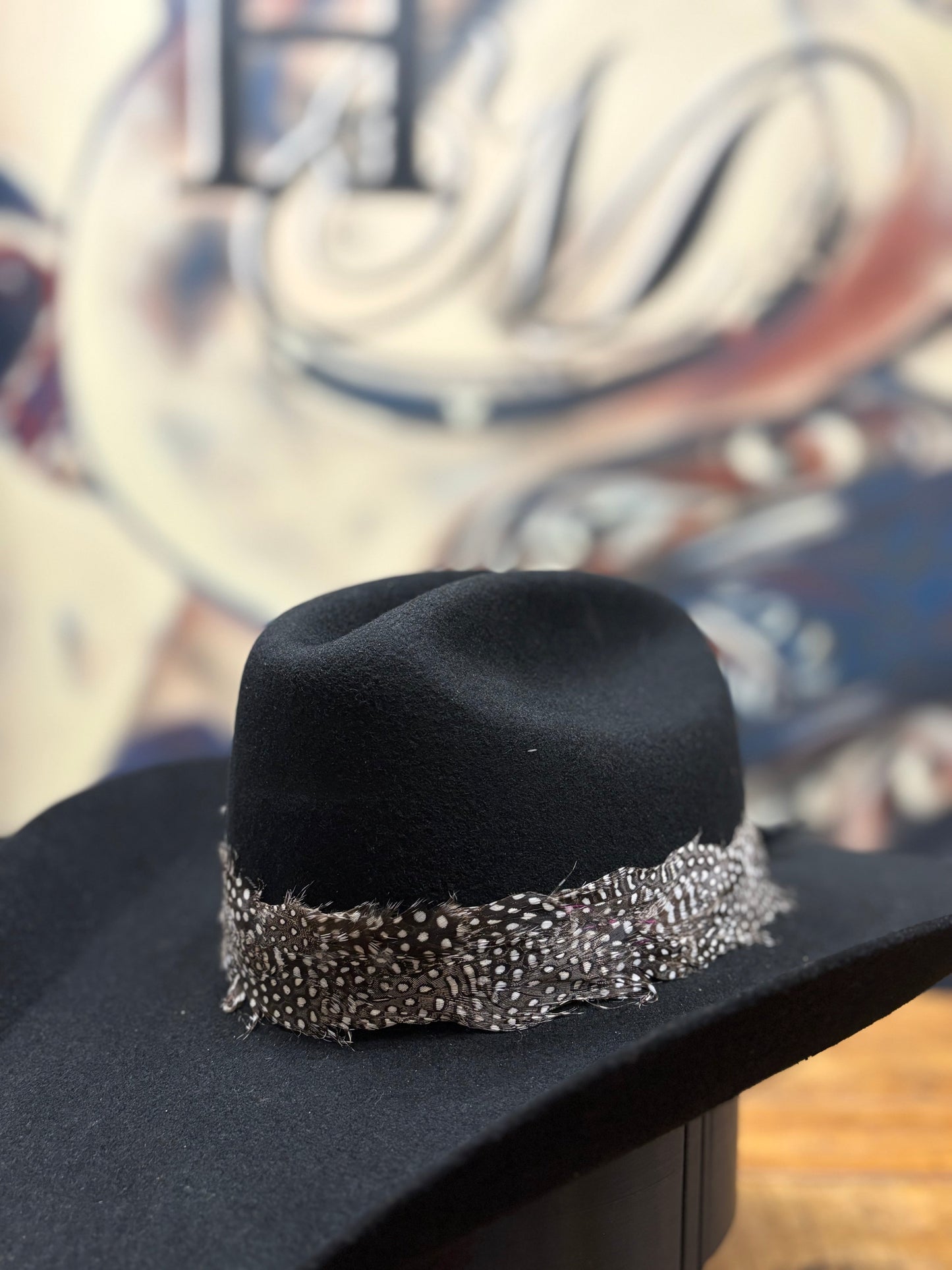 Hat Band - Feather - Brown/Spotted White