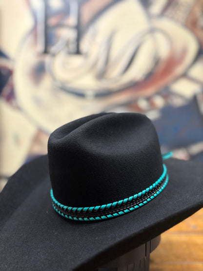 Hat Band - Leather Woven - Teal