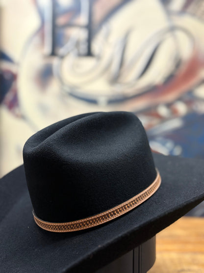 Hat Band - Leather - Weave 1/2 w Buckle - Tan