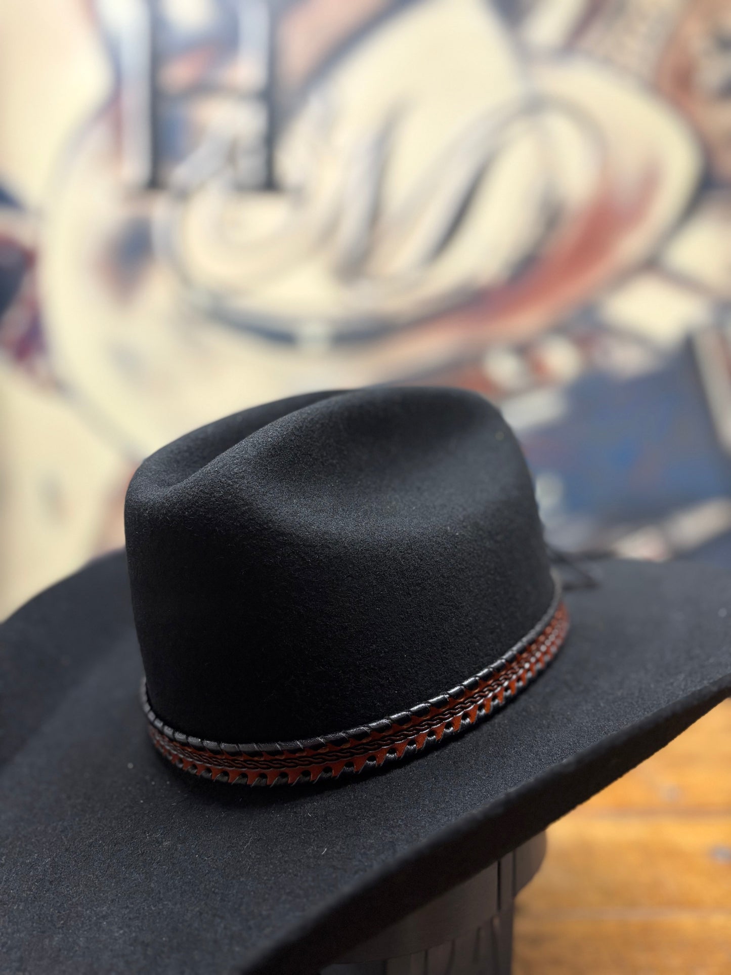 Hat Band - Leather Woven - Black/Brown