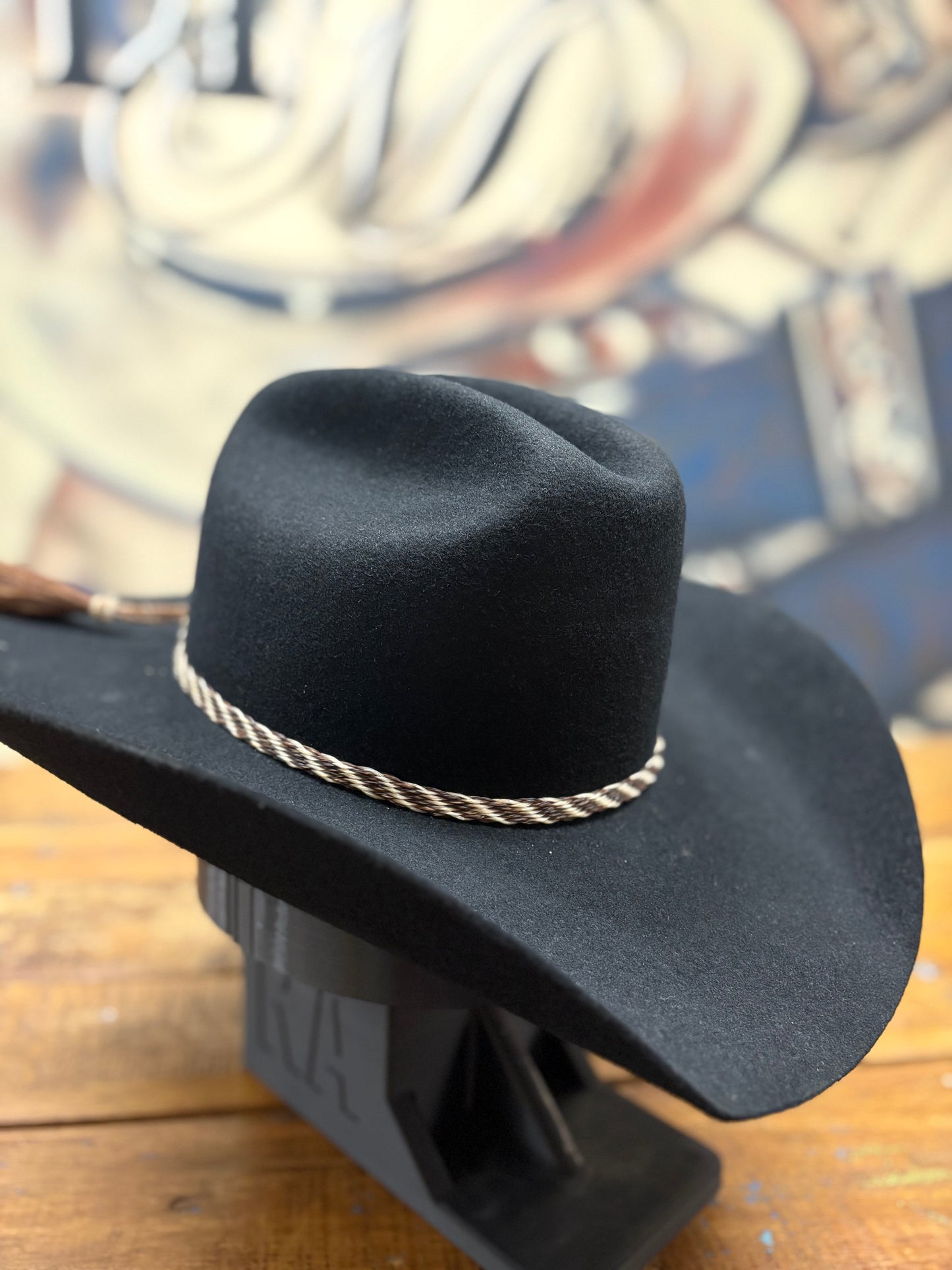 Hat Band - Horsehair with Tassels 3/8 -Brown/White