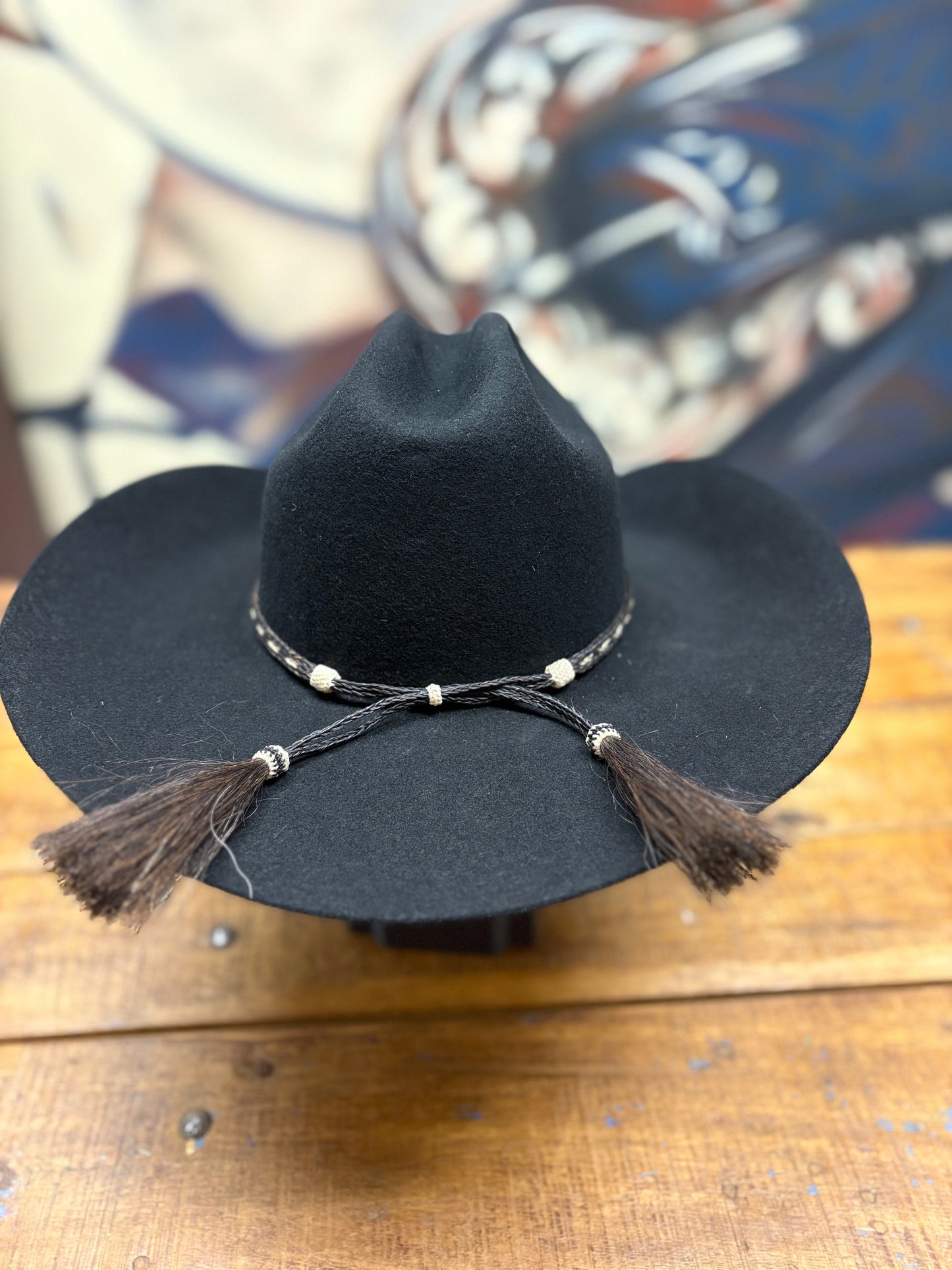 Hat Band - Horsehair with Tassels 3/8 - Brown/Black