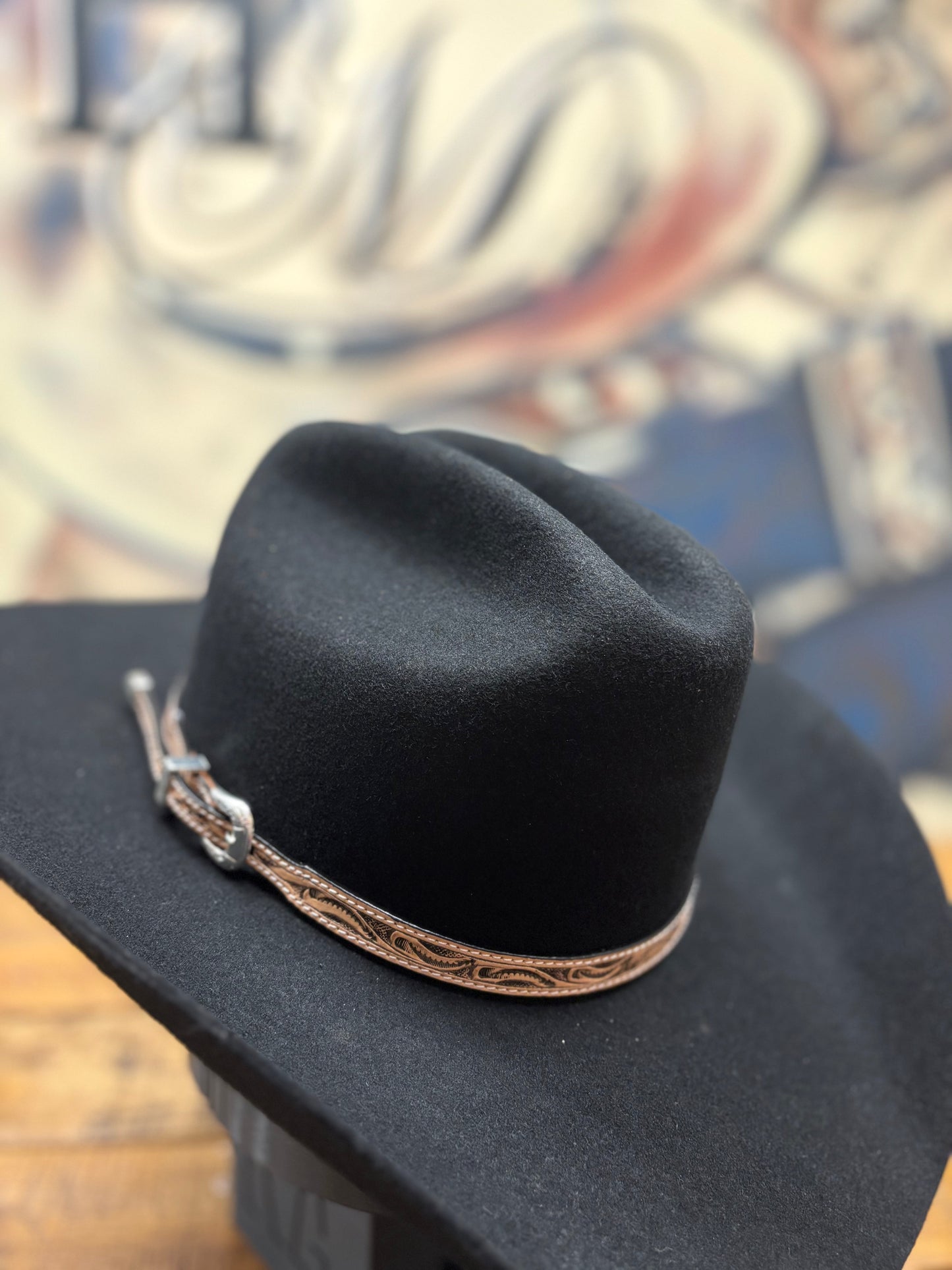 Hat Band - Leather - Paisley - Tan