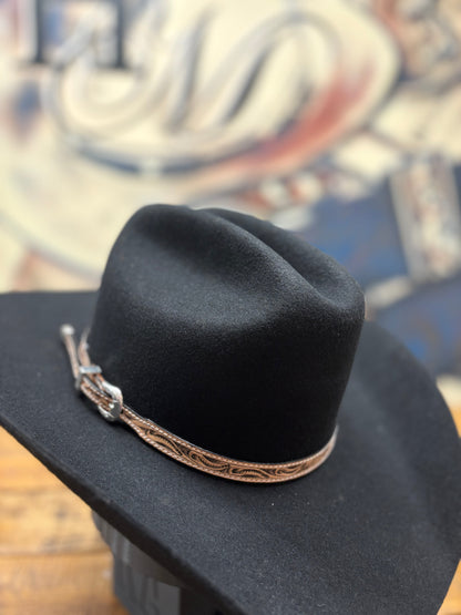 Hat Band - Leather - Paisley - Tan