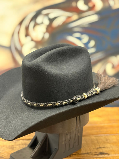 Hat Band - Horsehair with Tassels - Black/White