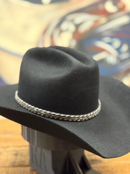 Hat Band - Horsehair No Tassels 3/8 - White/Black