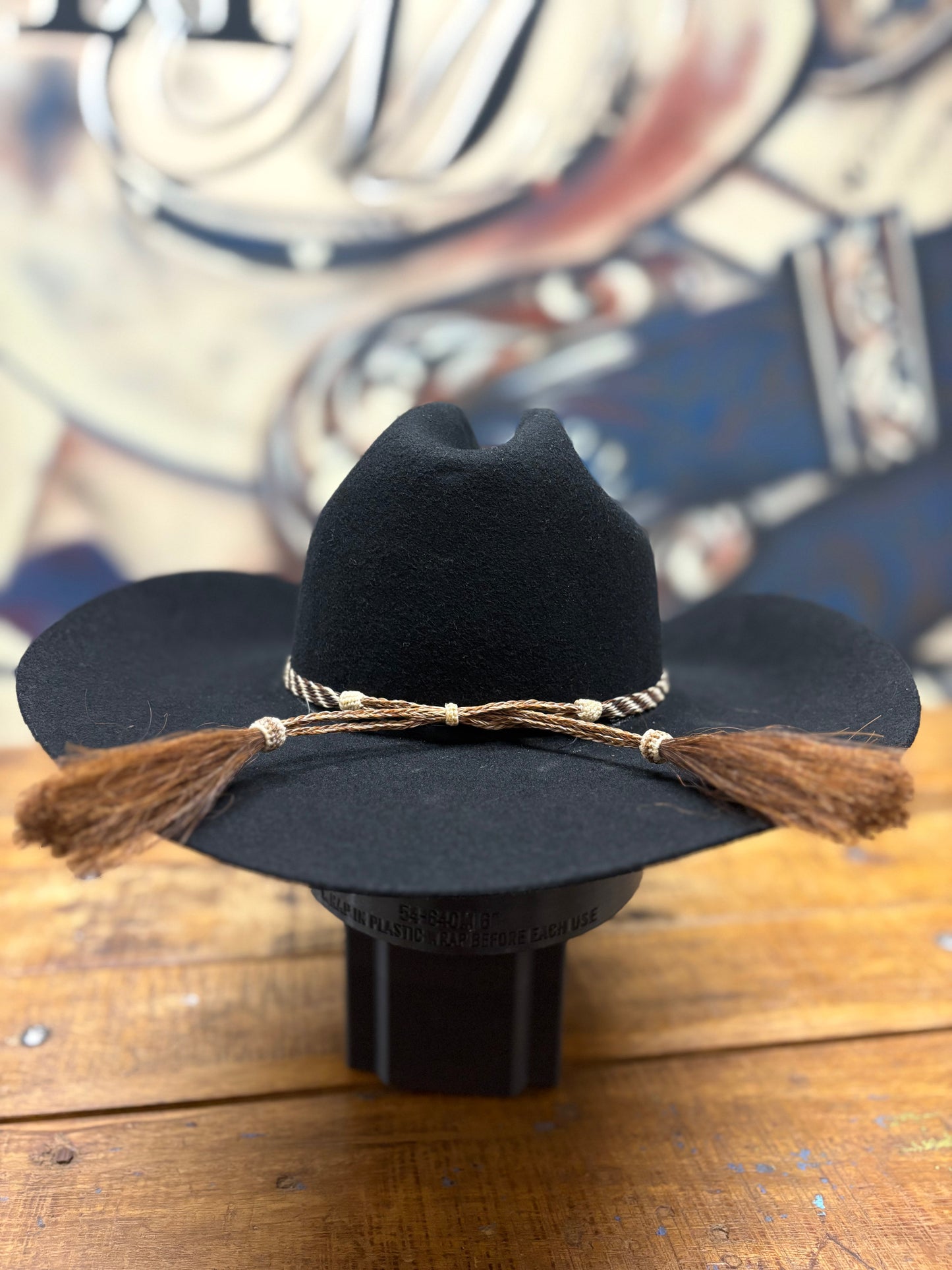 Hat Band - Horsehair with Tassels 3/8 -Brown/White