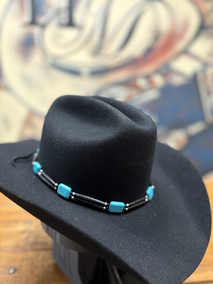 Hat Band - Bone/Horn - Teal Black