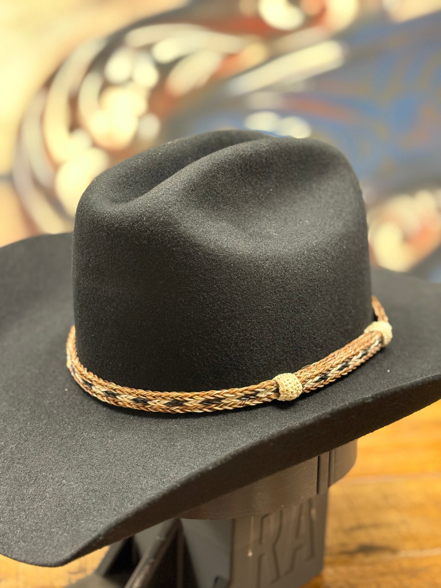 Hat Band - Horsehair No Tassels 3/8 - Brown/Black/White