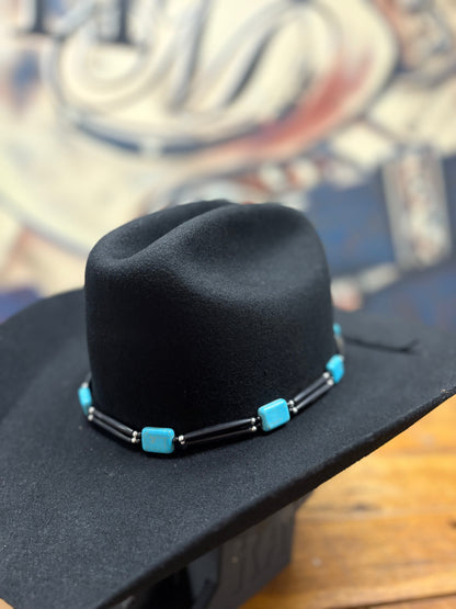 Hat Band - Bone/Horn - Teal Black