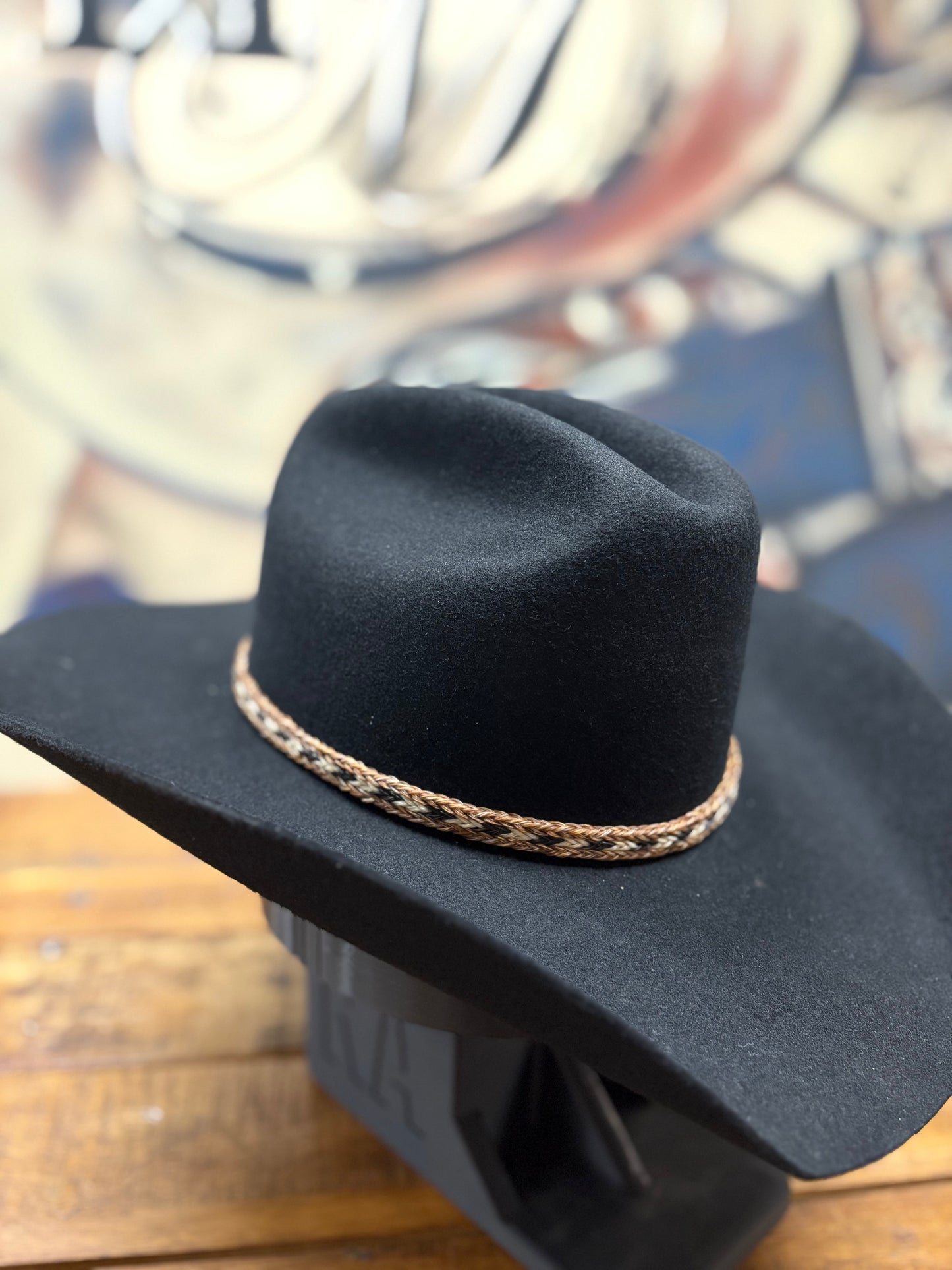 Hat Band - Horsehair with Tassels - Brown/Black/White