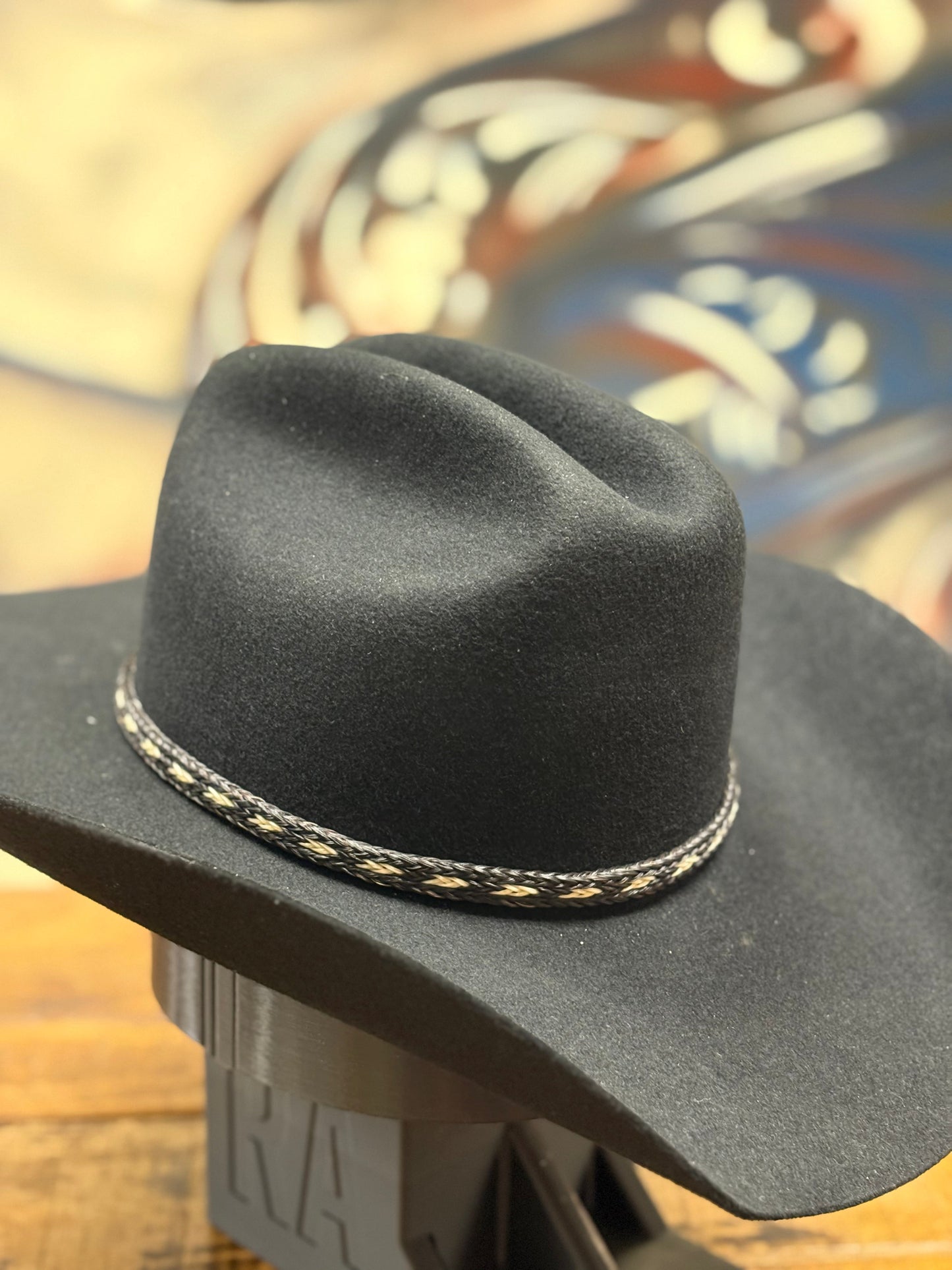 Hat Band - Horsehair with Tassels - Black/White