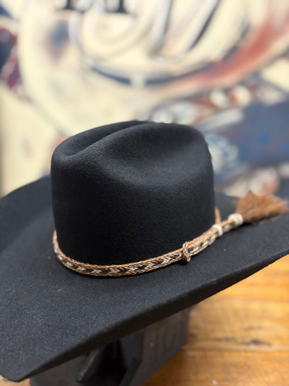 Hat Band - Horsehair with Tassels - Brown/Black/White