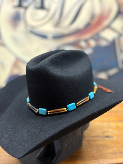 Hat Band - Bone/Horn - Teal Brown