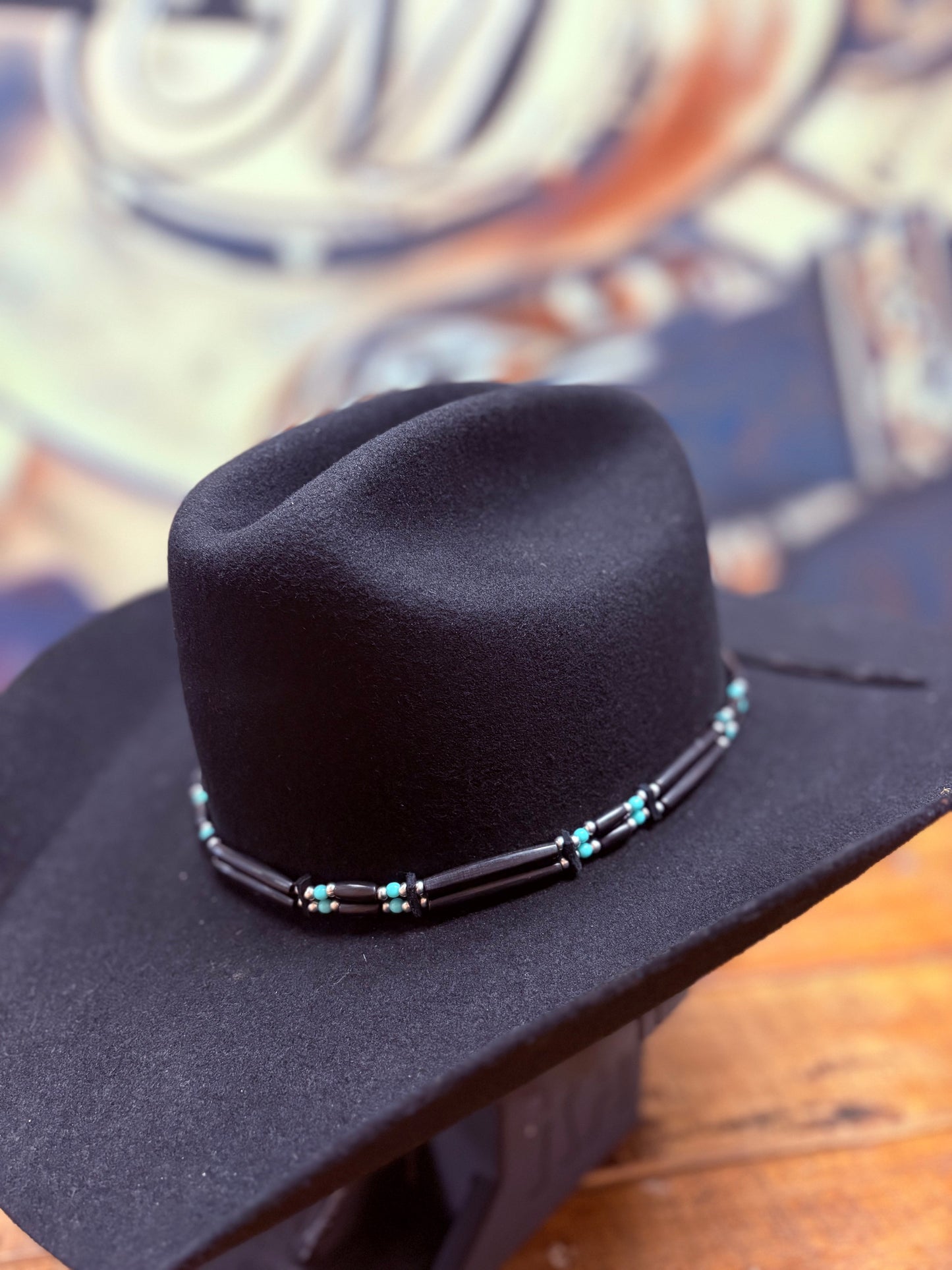 Hat Band - Bone/Horn - Black