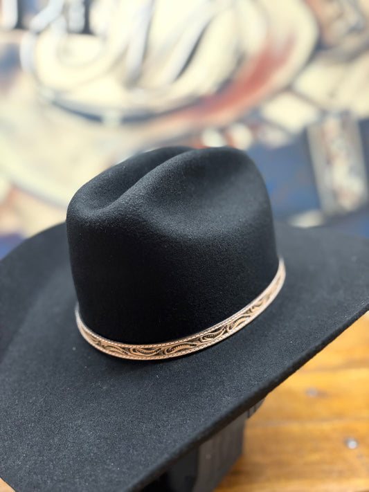 Hat Band - Leather - Paisley - Tan