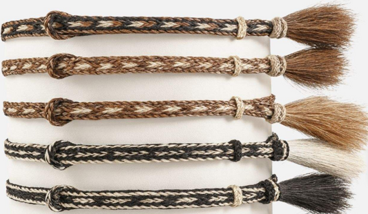 Hand braided horsehair hat bands made in the USA
