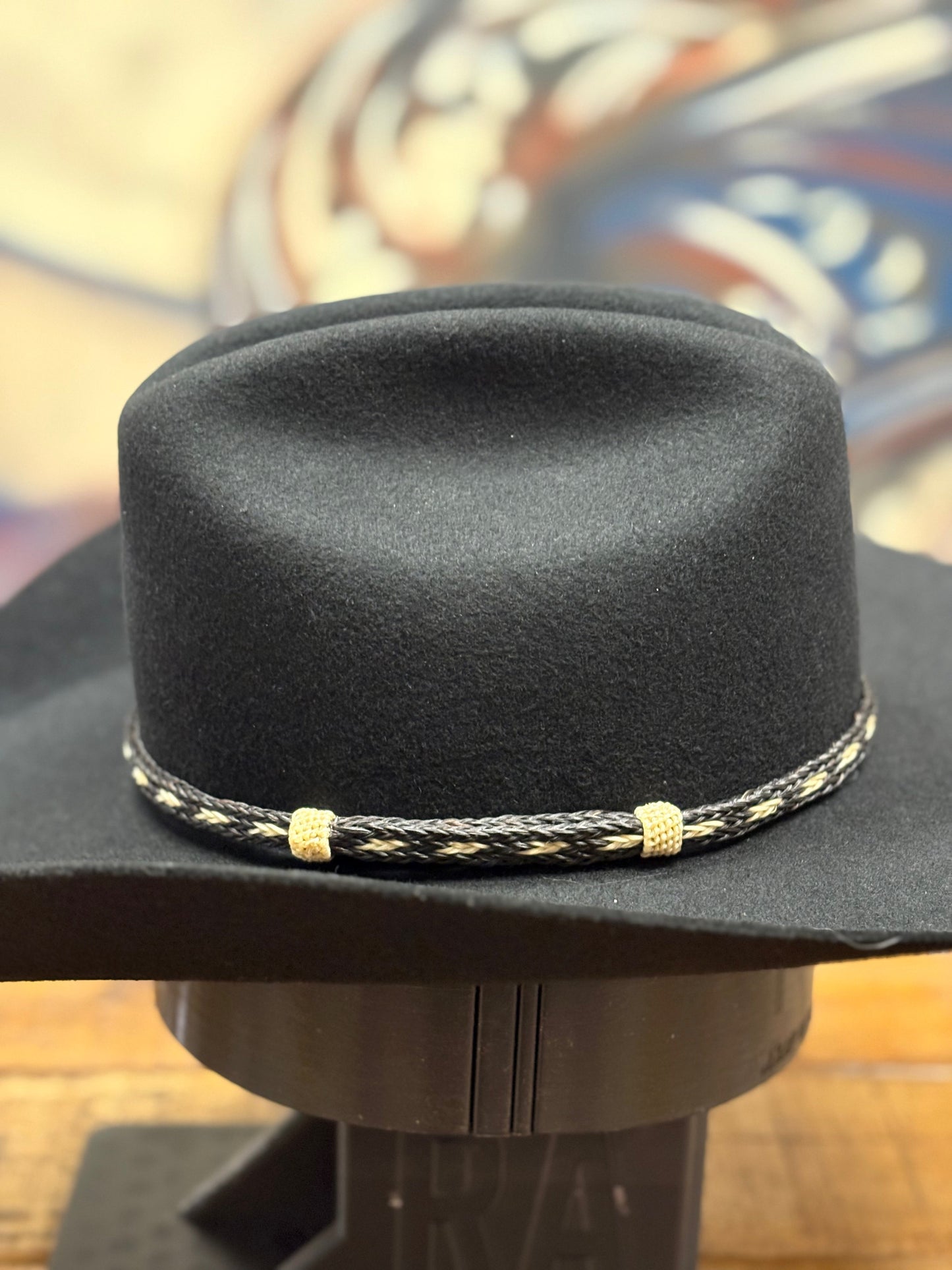 Hat Band - Horsehair No Tassels 3/8 - Black/White